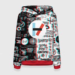 Толстовка-худи женская Twenty one pilots glitch pattern, цвет: 3D-красный