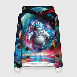 Толстовка-худи женская Astronaut Totoro in neon space - ai art fantasy, цвет: 3D-белый