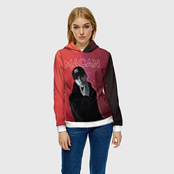 Толстовка-худи женская Макан - певец, цвет: 3D-белый — фото 2