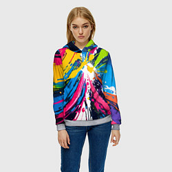 Толстовка-худи женская Красочная абстракция - экспрессионизм, цвет: 3D-меланж — фото 2