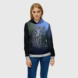 Толстовка-худи женская Игра престолов зима близко, цвет: 3D-меланж — фото 2