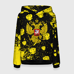 Толстовка-худи женская Жёлтые краски герб, цвет: 3D-черный
