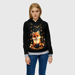 Толстовка-худи женская Лисенок с гирляндой, цвет: 3D-меланж — фото 2