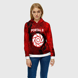 Толстовка-худи женская Portal2 огненный стиль, цвет: 3D-белый — фото 2