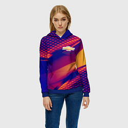 Толстовка-худи женская Chevrolet текстура, цвет: 3D-синий — фото 2