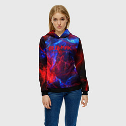 Толстовка-худи женская Ведьмак космический шторм, цвет: 3D-черный — фото 2