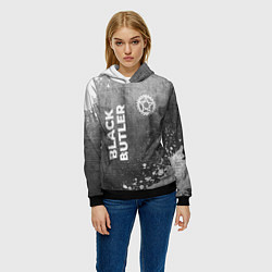 Толстовка-худи женская Black Butler - grey gradient вертикально, цвет: 3D-черный — фото 2