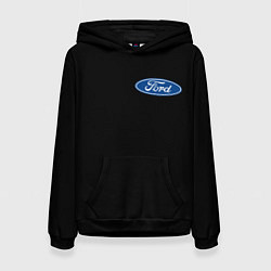 Толстовка-худи женская FORD logo auto, цвет: 3D-черный