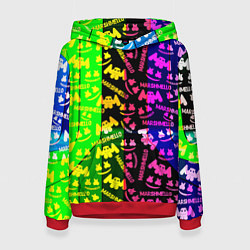 Толстовка-худи женская Marshmello pattern neon steel, цвет: 3D-красный