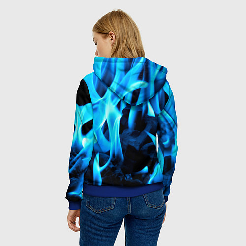 Женская толстовка Синий огонь текстура / 3D-Синий – фото 4