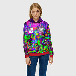 Толстовка-худи женская Vice city glitch game, цвет: 3D-красный — фото 2