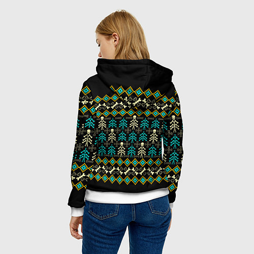 Женская толстовка Танцующий скелет на Рождество / 3D-Белый – фото 4