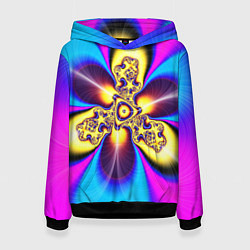 Женская толстовка Фрактальный неоновый узор абстракция