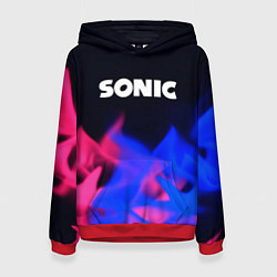 Толстовка-худи женская Sonic neon flame, цвет: 3D-красный