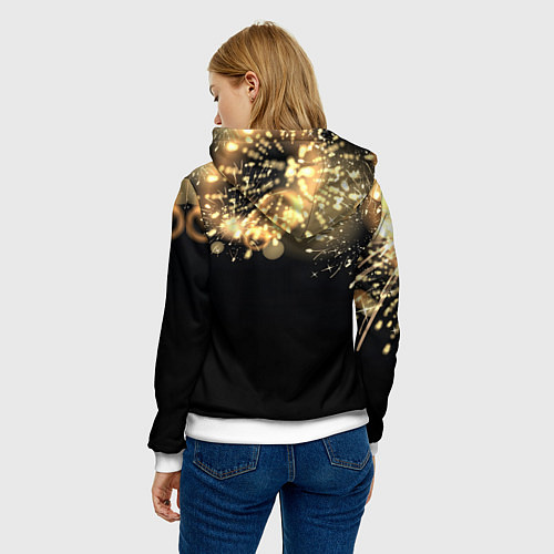 Женская толстовка 2025 год - змея и новогодний салют / 3D-Белый – фото 4