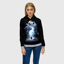 Толстовка-худи женская Harry Potter patronus and dementors, цвет: 3D-меланж — фото 2