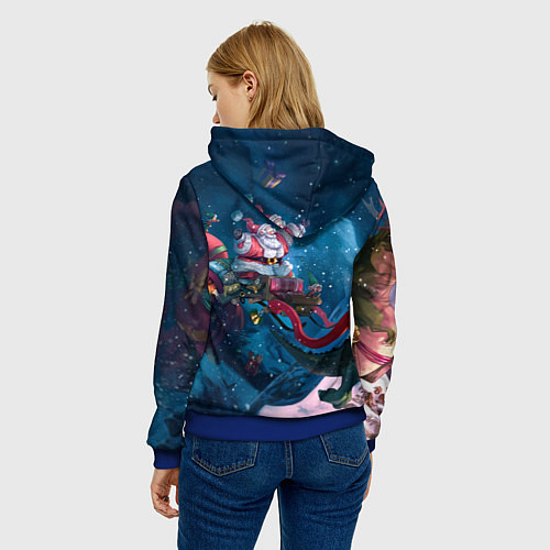 Женская толстовка Санта с динозаврами / 3D-Синий – фото 4