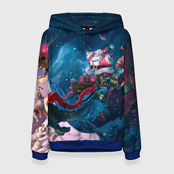 Женская толстовка Санта с динозаврами