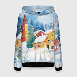 Женская толстовка Новогодний праздничный город