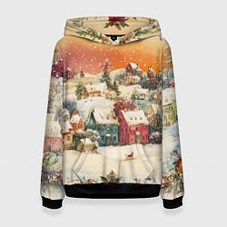 Женская толстовка Новогодний город из разноцветных домов