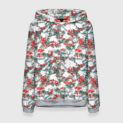 Женская толстовка Ветки рябины в снегу