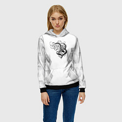 Толстовка-худи женская Burzum white poly, цвет: 3D-черный — фото 2