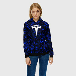 Толстовка-худи женская Tesla blue energy, цвет: 3D-черный — фото 2