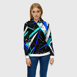 Толстовка-худи женская Разноцветные праздничные линии, цвет: 3D-белый — фото 2