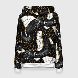 Женская толстовка Змеиная черно-белая абстракция