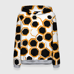 Женская толстовка Чёрно-жёлтые шестиугольники на белом фоне