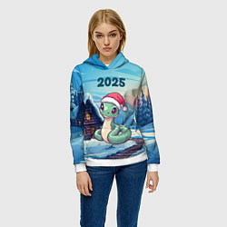 Толстовка-худи женская Новый год змейка 2025, цвет: 3D-белый — фото 2