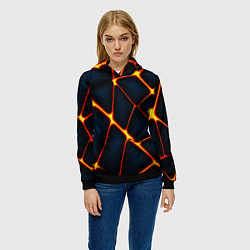 Толстовка-худи женская Каменный разлом с лавой, цвет: 3D-черный — фото 2