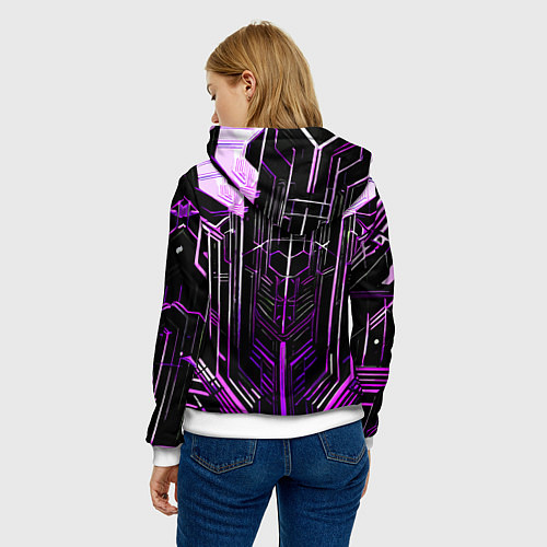 Женская толстовка Purple lines on a black background / 3D-Белый – фото 4