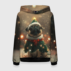 Женская толстовка Мопс в костюме елки