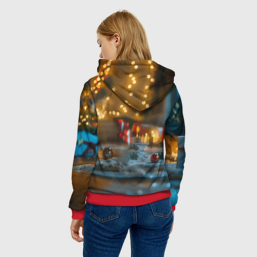 Женская толстовка Пикачу и Рождество / 3D-Красный – фото 4