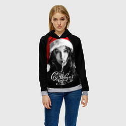 Толстовка-худи женская Девушка с карамельной тростью, цвет: 3D-меланж — фото 2