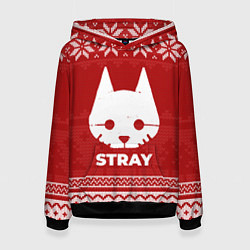 Толстовка-худи женская Новогодний Stray, цвет: 3D-черный