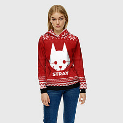 Толстовка-худи женская Новогодний Stray, цвет: 3D-черный — фото 2