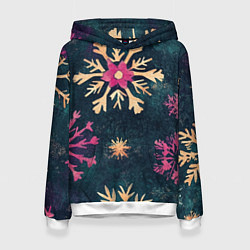 Женская толстовка Новогодние разноцветные снежинки