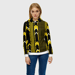 Толстовка-худи женская Жёлтые обои на чёрном фоне, цвет: 3D-белый — фото 2