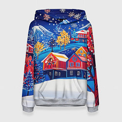 Женская толстовка Новогодний городок в горах