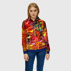 Толстовка-худи женская Неоновый хаос, цвет: 3D-синий — фото 2