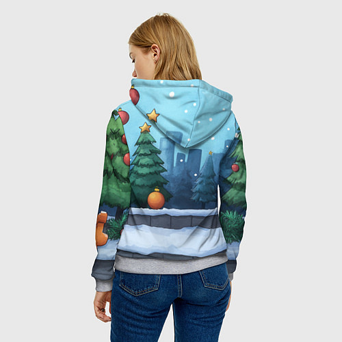 Женская толстовка Елки и елочные игрушки / 3D-Меланж – фото 4