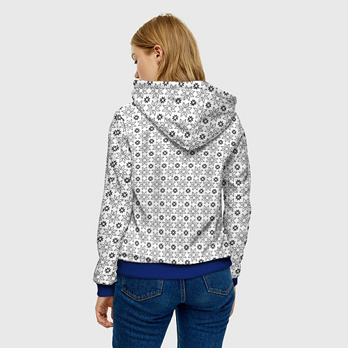 Женская толстовка Чёрные звёзды на чёрном фоне / 3D-Синий – фото 4