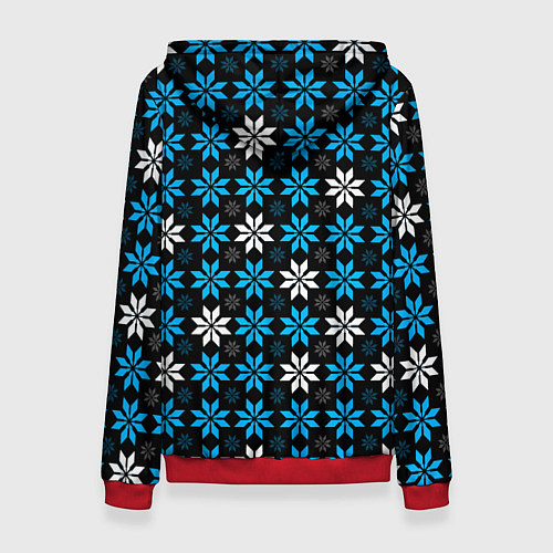 Женская толстовка Бело-голубые звёзды на чёрном фоне / 3D-Красный – фото 2