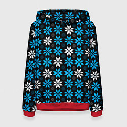 Женская толстовка Бело-голубые звёзды на чёрном фоне