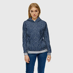 Толстовка-худи женская Тёмно-синий узор мандала, цвет: 3D-меланж — фото 2