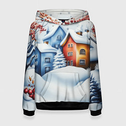 Женская толстовка Зимний новогодний городской пейзаж