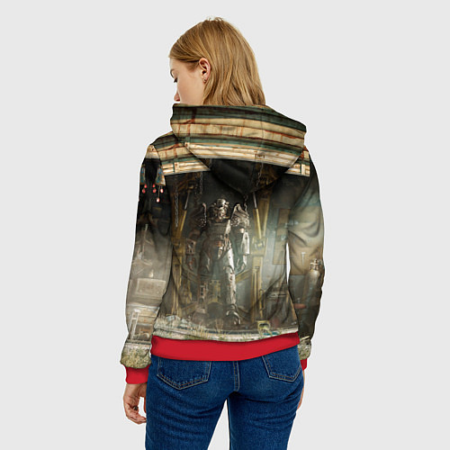 Женская толстовка Fallout - armour garage / 3D-Красный – фото 4