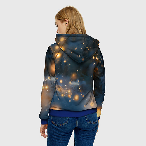 Женская толстовка Лисичка в лесу огней / 3D-Синий – фото 4